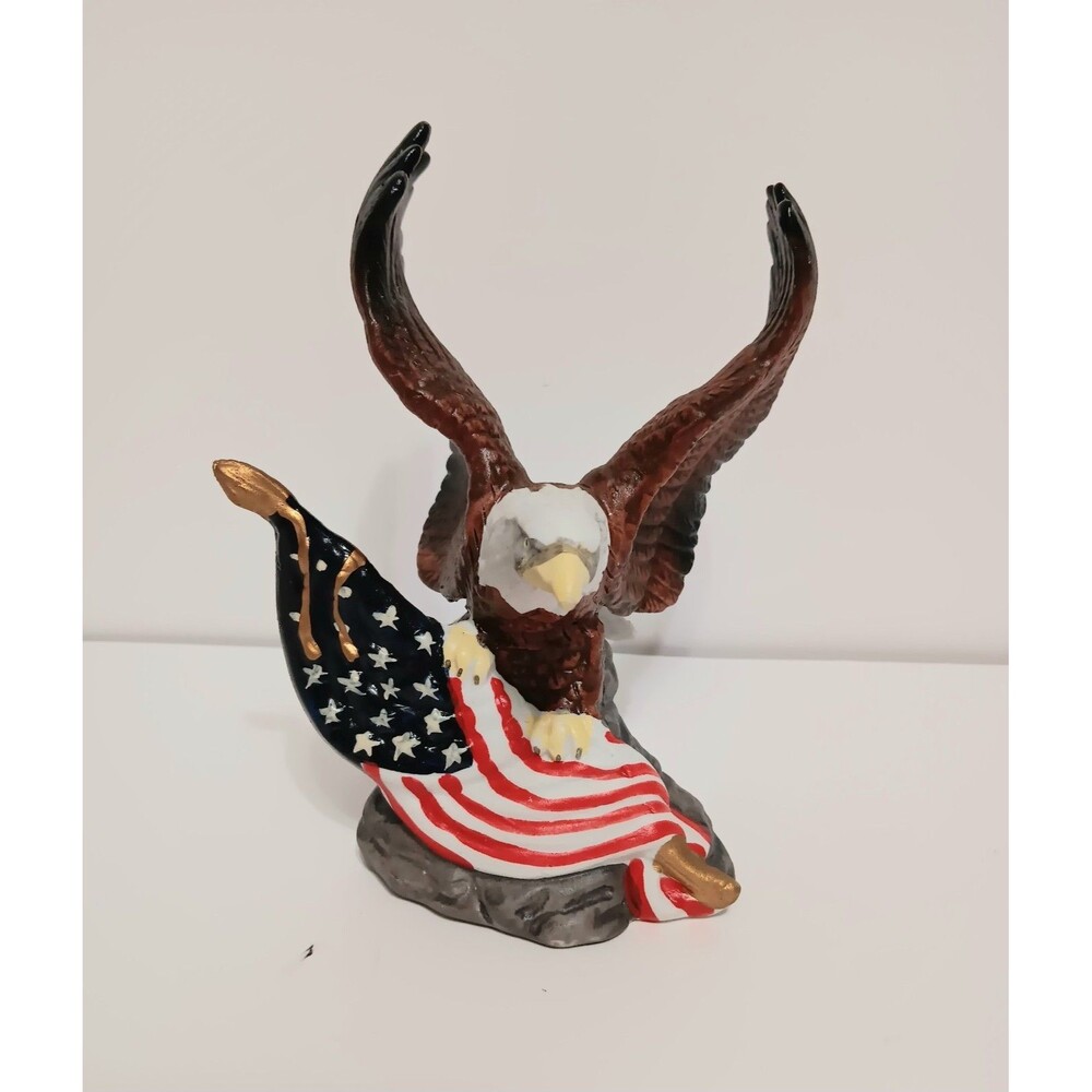 Glenyale Gallery Porcelain American Eagle/Flag Figurine Patriotic 6"×4"